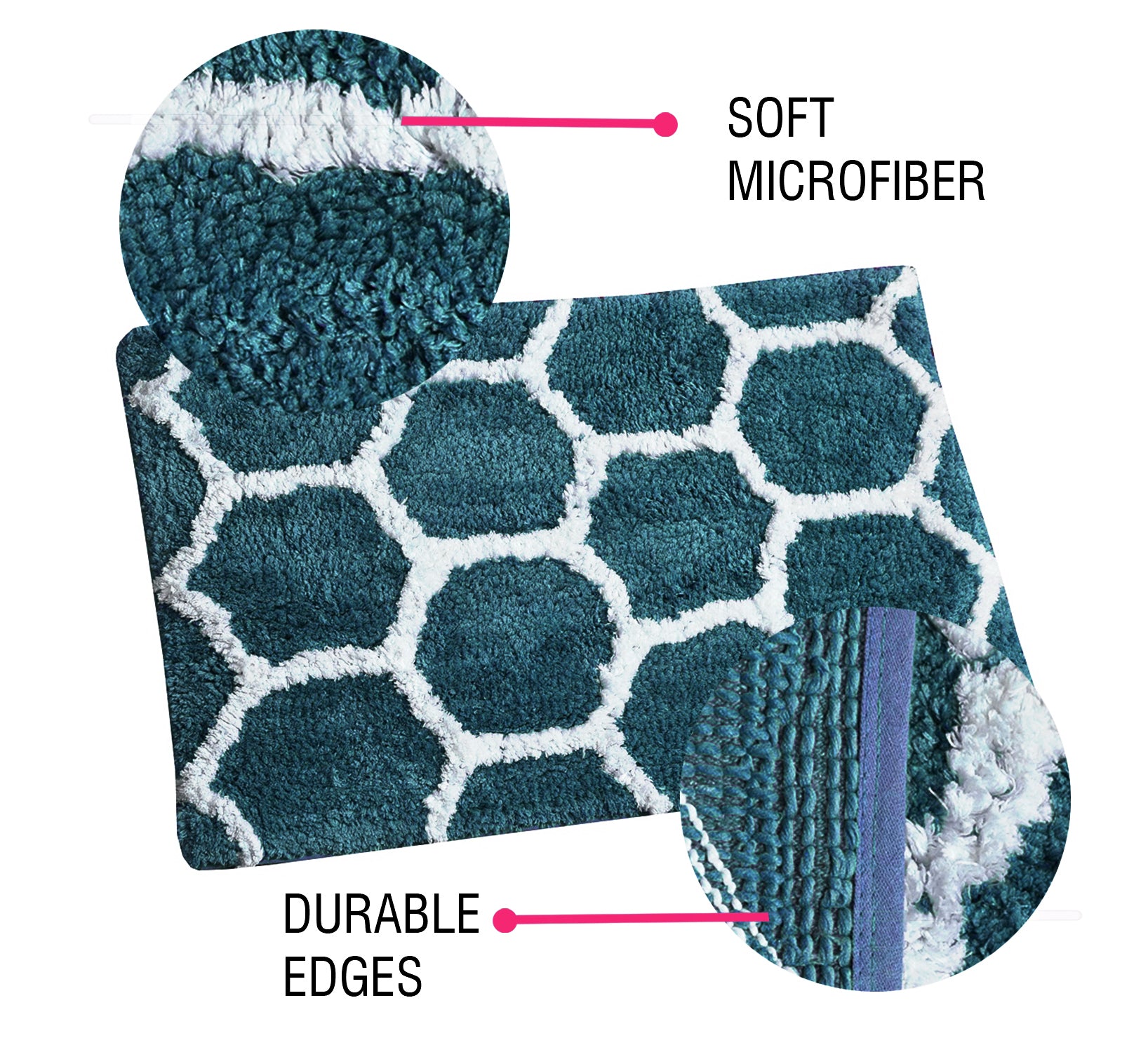 Glorious Super Soft Microfiber Anti Slip Bathmat, Teal