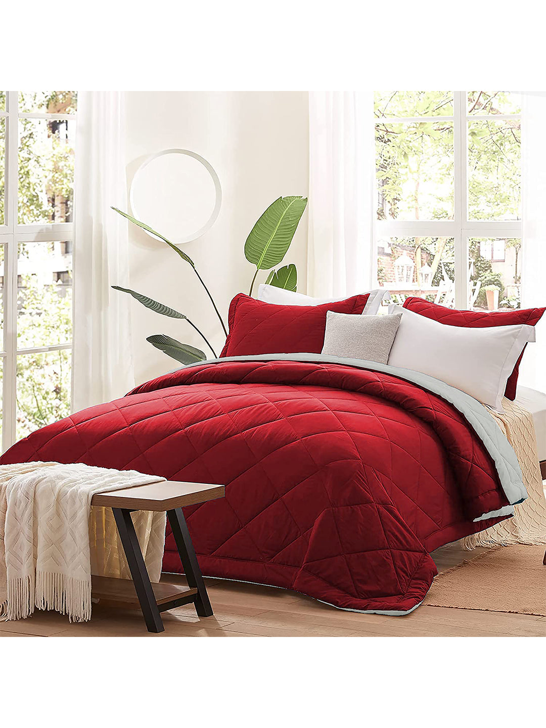 AEROHAVEN 220 GSM Microfiber All-Weather Solid Colour Bed Reversible Comforter AC Quilt Blanket