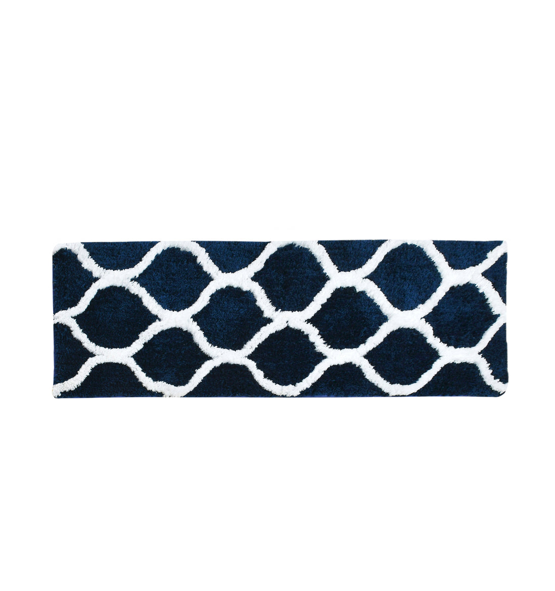 Soft Microfiber Abstract Swish Designer Anti Slip Runner, Navy