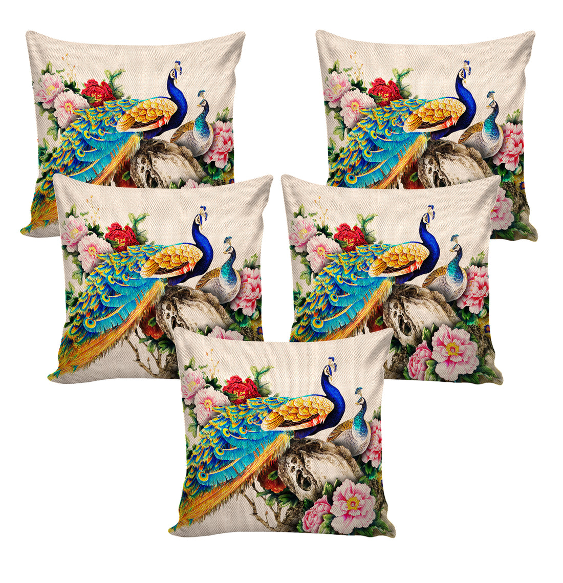 Set of 5 Jute Throw Pillow/Cushion Covers