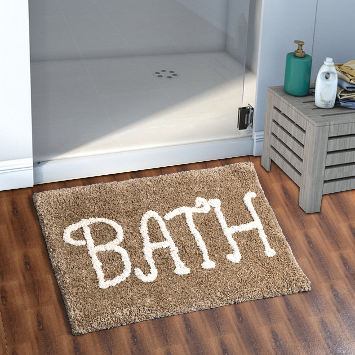 Premium Microfiber Modern Anti Slip Bathmat, Coffee