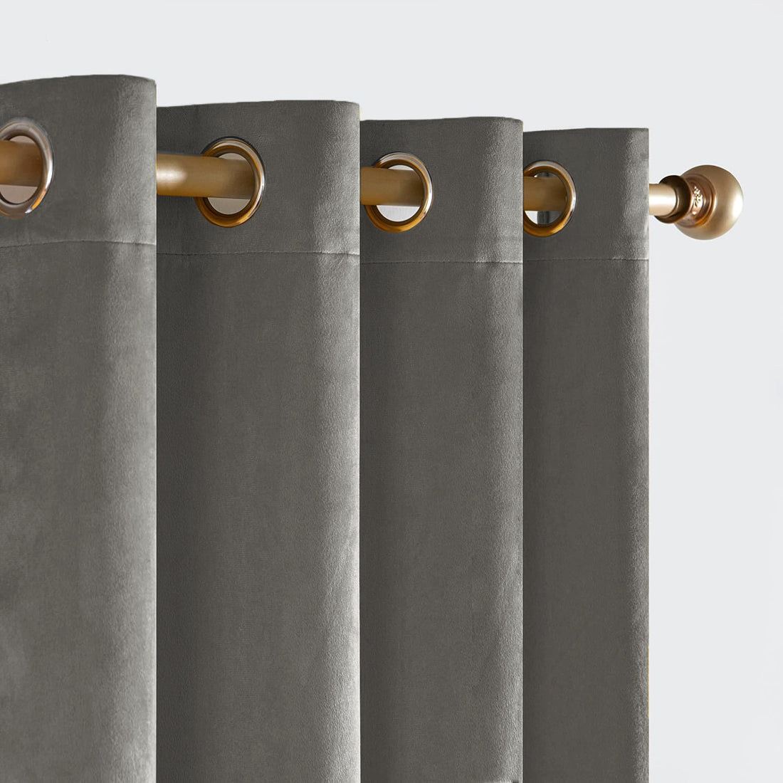 Set of 2 Room Darkening Solid Velvet Grommet Curtains