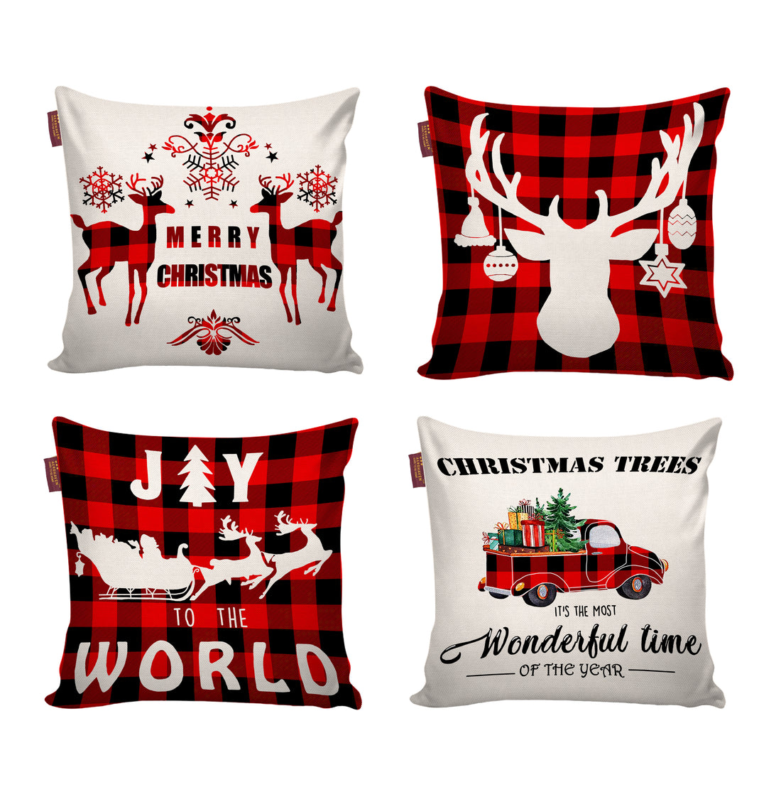 Set of 4 Christmas Designer Decorative Throw Pillow/Cushion Covers