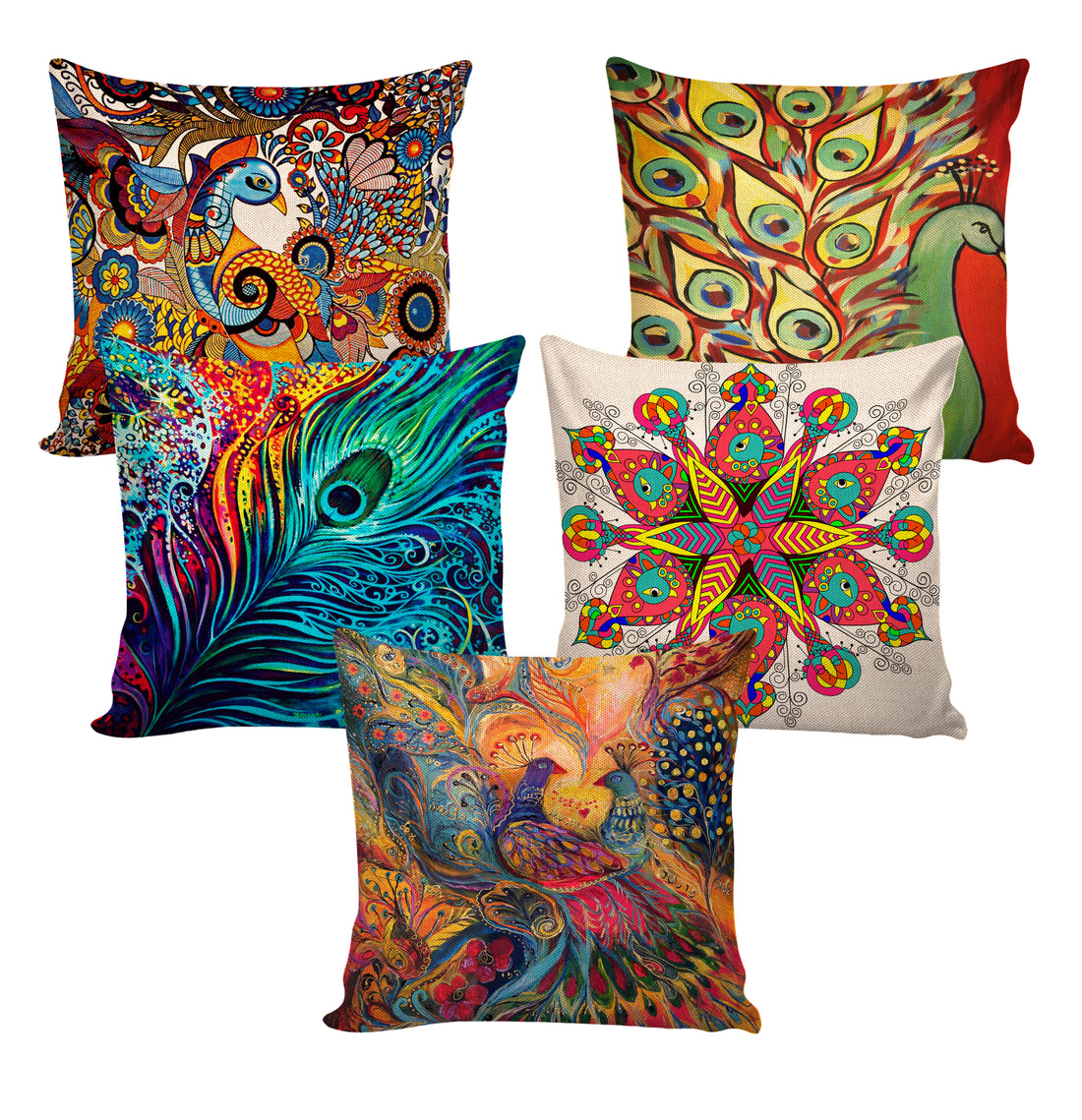 Set of 5 Jute Throw Pillow/Cushion Covers