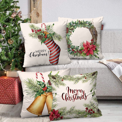 Set of 4 Christmas Designer Decorative Throw Pillow/Cushion Covers