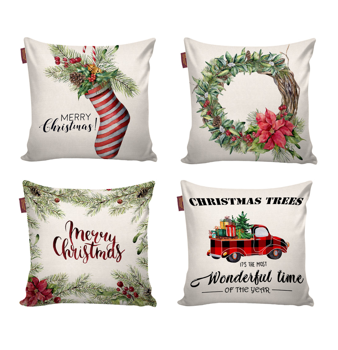 Set of 4 Christmas Designer Decorative Throw Pillow/Cushion Covers