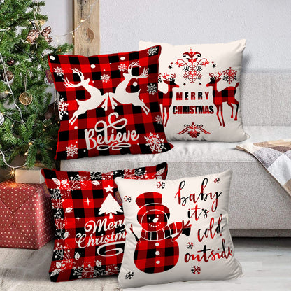 Set of 4 Christmas Designer Decorative Throw Pillow/Cushion Covers