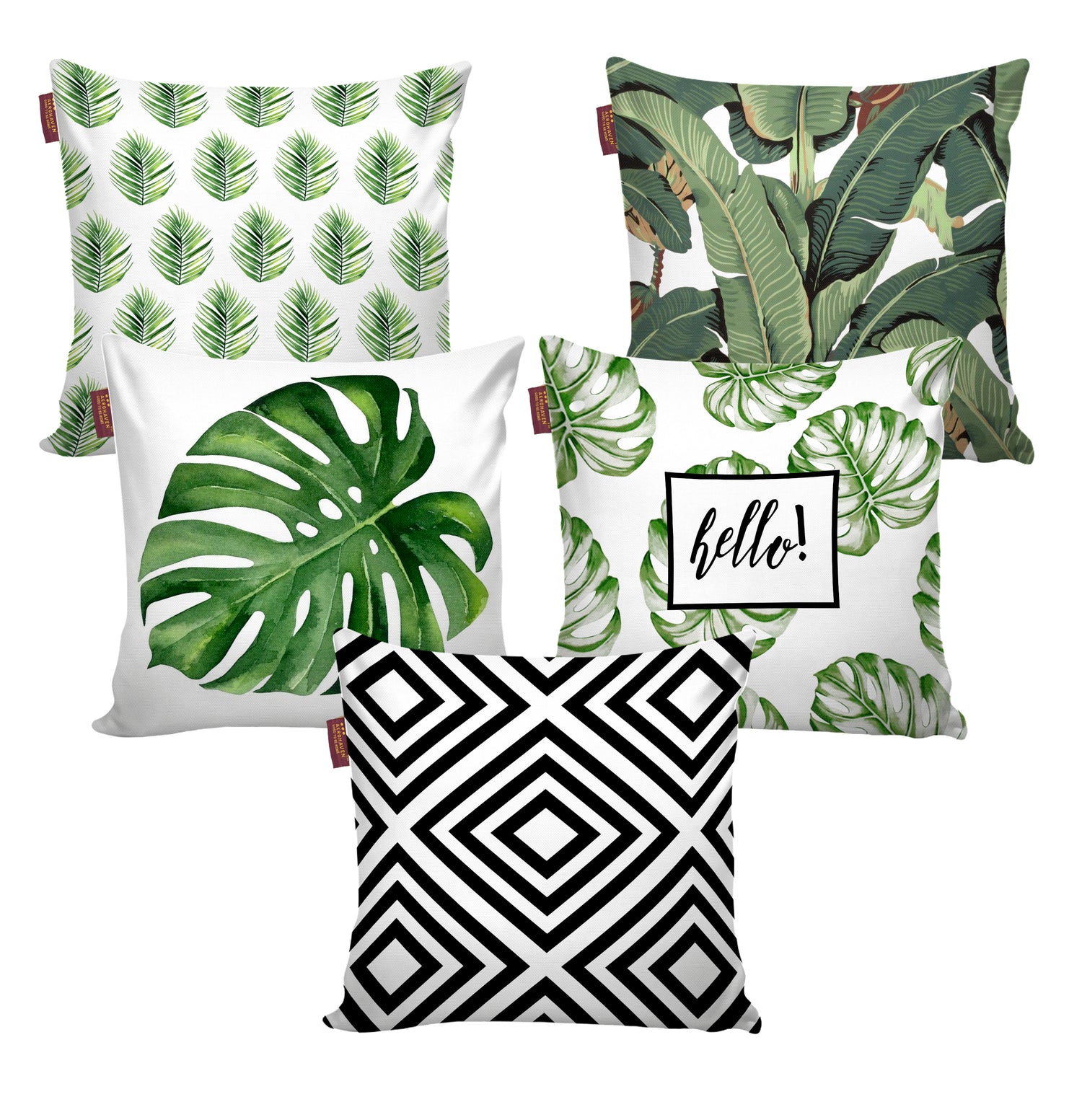 Set of 5 Nature Digital Printed Hand Stitched Throw Pillow/Cushion Covers