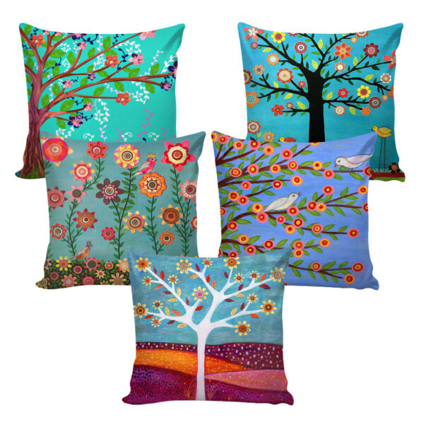 Set of 5 Jute Throw Pillow/Cushion Covers – Multi