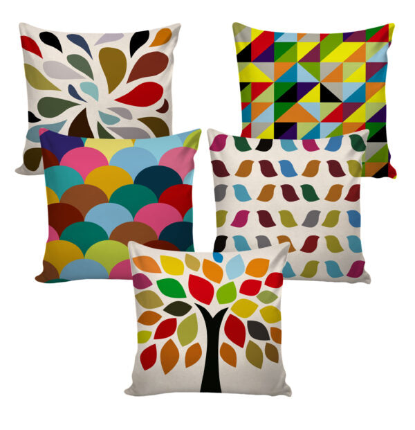 Set of 5 Jute Throw Pillow/Cushion Covers – Multi