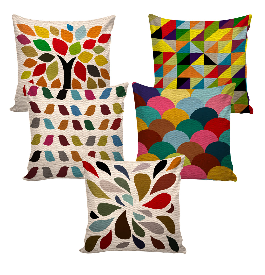 Set of 5 Jute Throw Pillow/Cushion Covers