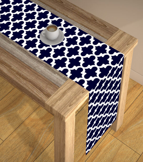Blue Moroccan Polyster Table Runner