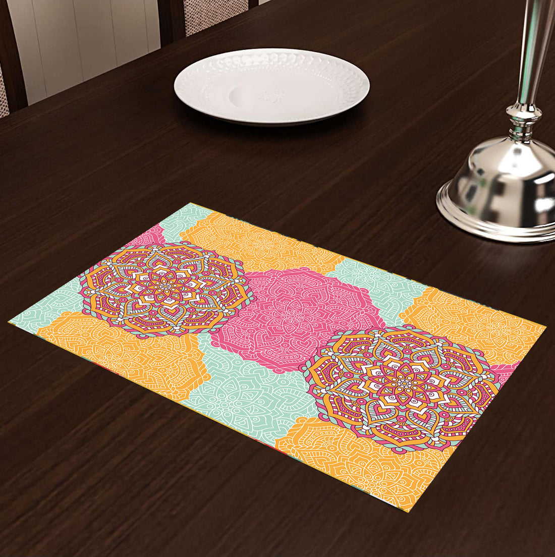 Multicolor Abstract HD Printed 4 Pcs Table Place Mat