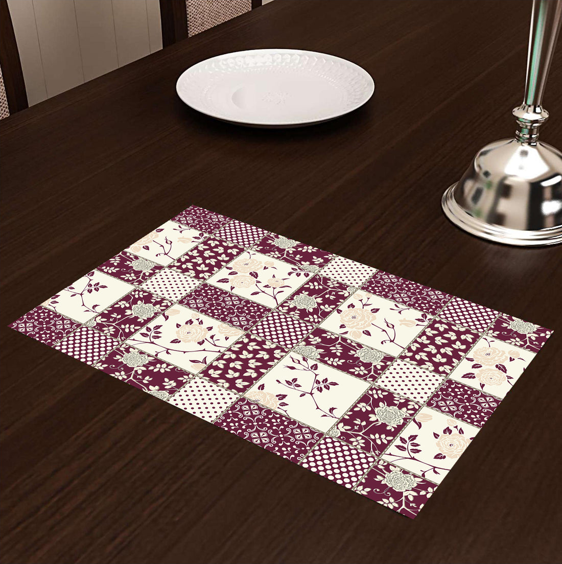 Maroon Abstract HD Printed 4 Pcs Table Place Mat