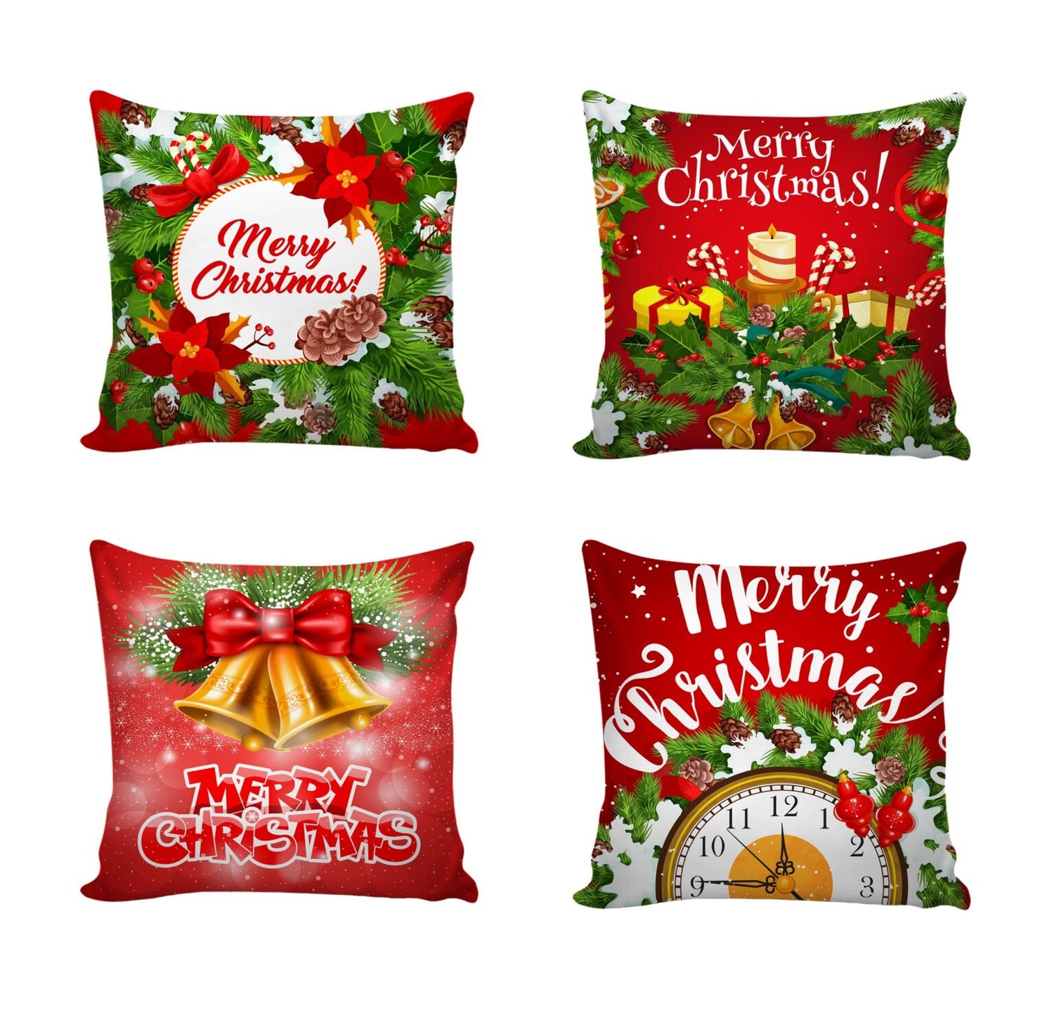 A Set of 4 Christmas Designer Decorative Throw Pillow/Cushion Covers