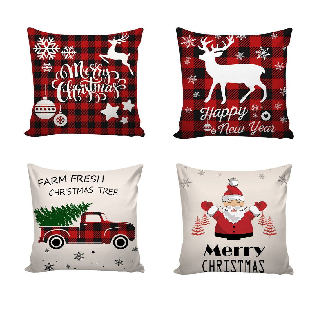 Set of 4 Christmas Designer Decorative Throw Pillow/Cushion Covers