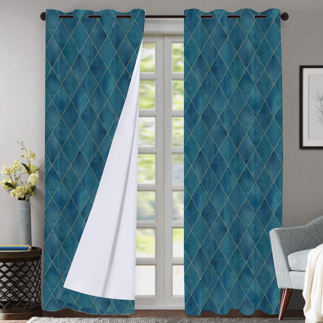 Polyester Digital Printed Grommet Room Darkening Curtains