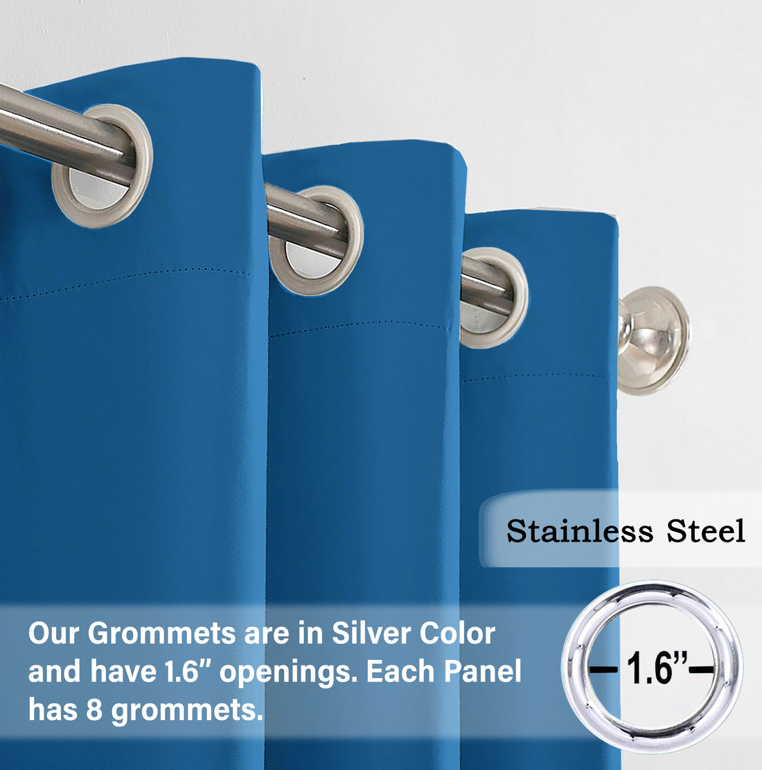 Set of 2 Blackout Solid Polyester Grommet Curtains