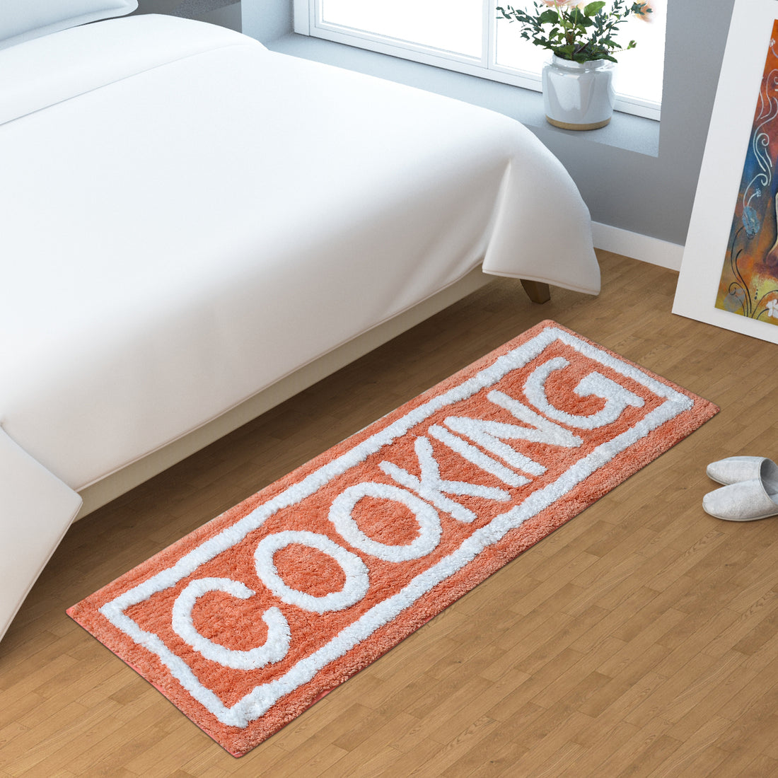 Soft Microfiber Kitchen Designer Anti Slip Runner, Peach