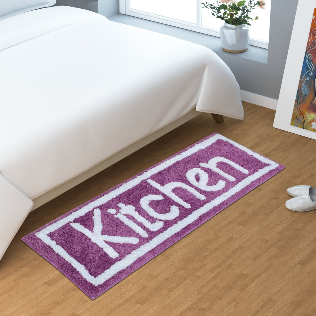 Soft Microfiber Kitchen Designer Anti Slip Runner, Wine