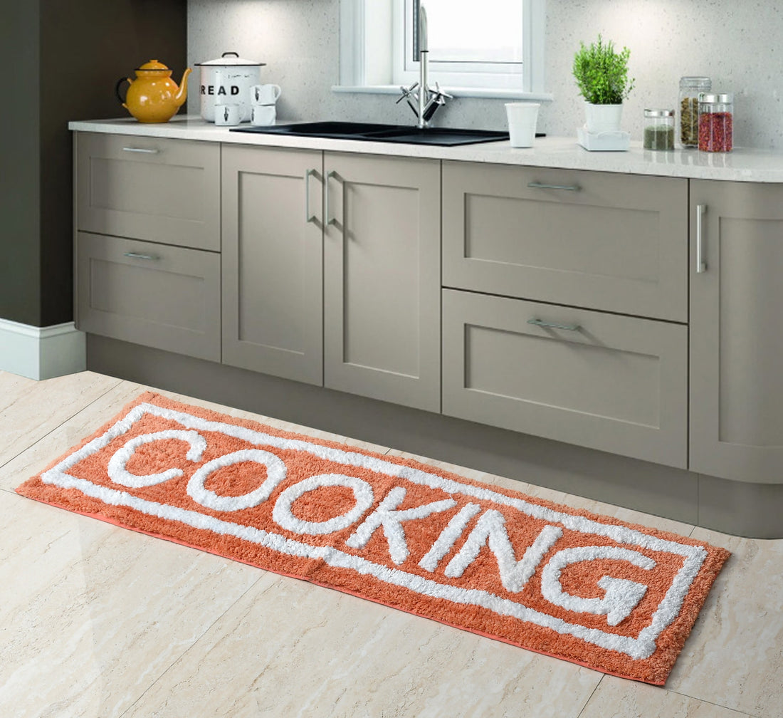 Soft Microfiber Kitchen Designer Anti Slip Runner, Peach