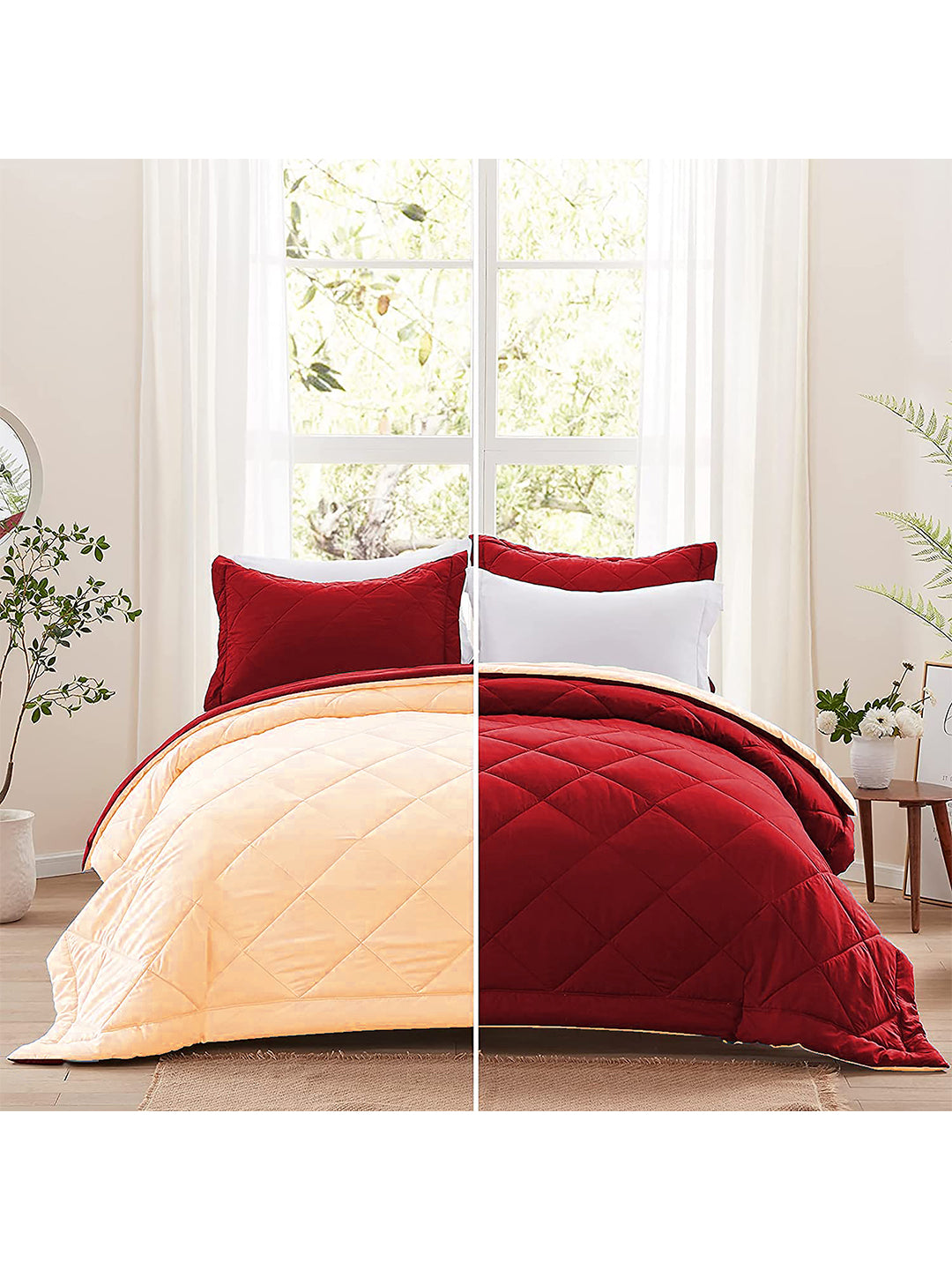 AEROHAVEN 220 GSM Microfiber All-Weather Solid Colour Bed Reversible Comforter AC Quilt Blanket