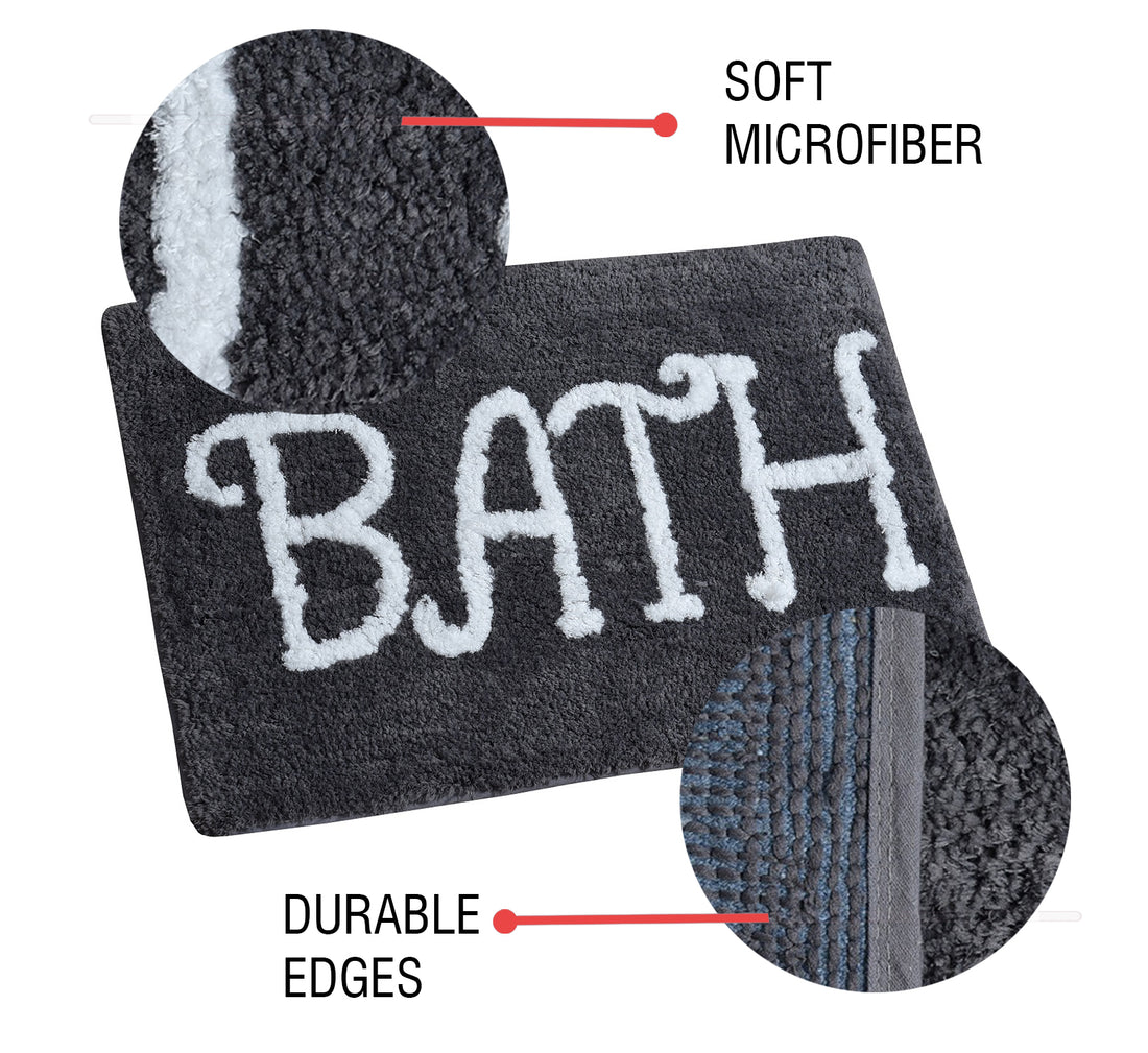 Premium Microfiber Modern Anti Slip Bathmat, Grey