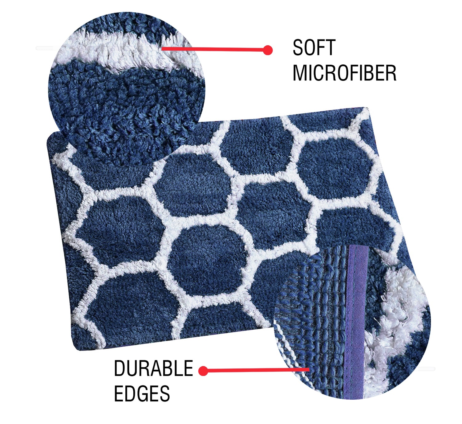 Glorious Super Soft Microfiber Anti Slip Bathmat, Navy