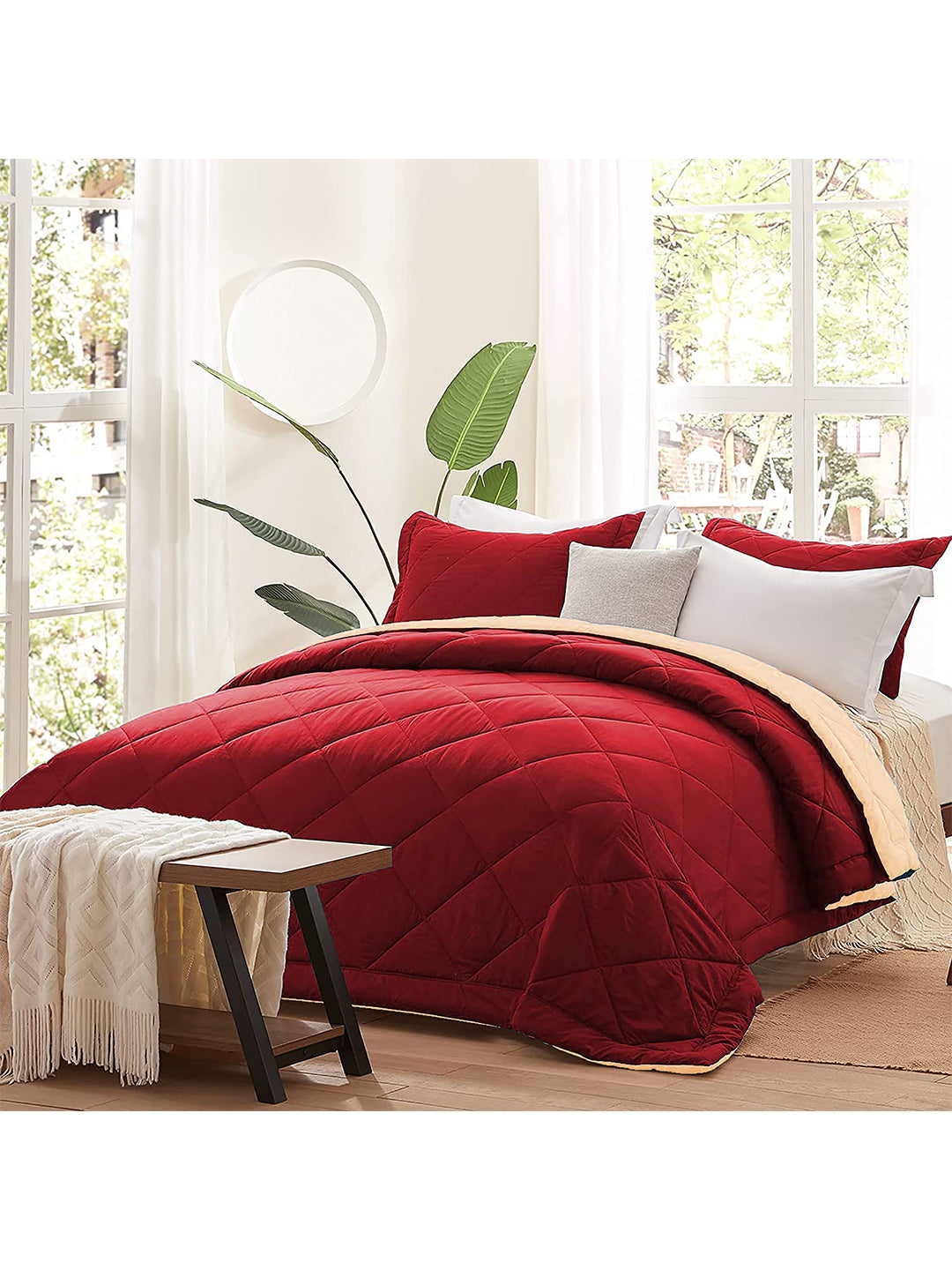 AEROHAVEN 220 GSM Microfiber All-Weather Solid Colour Bed Reversible Comforter AC Quilt Blanket