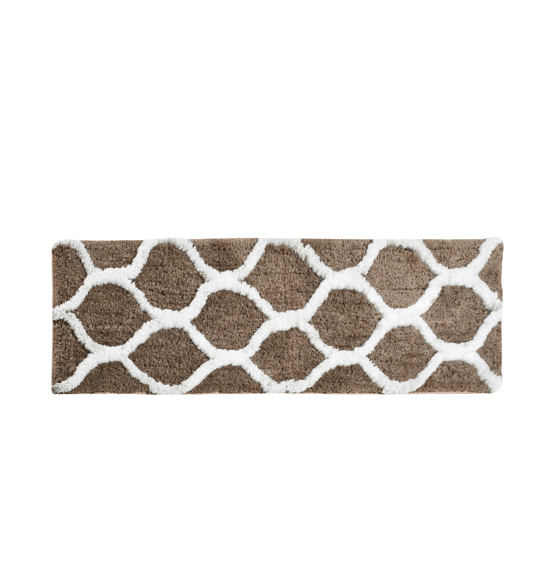 Soft Microfiber Abstract Swish Designer Anti Slip Runner, Coffee