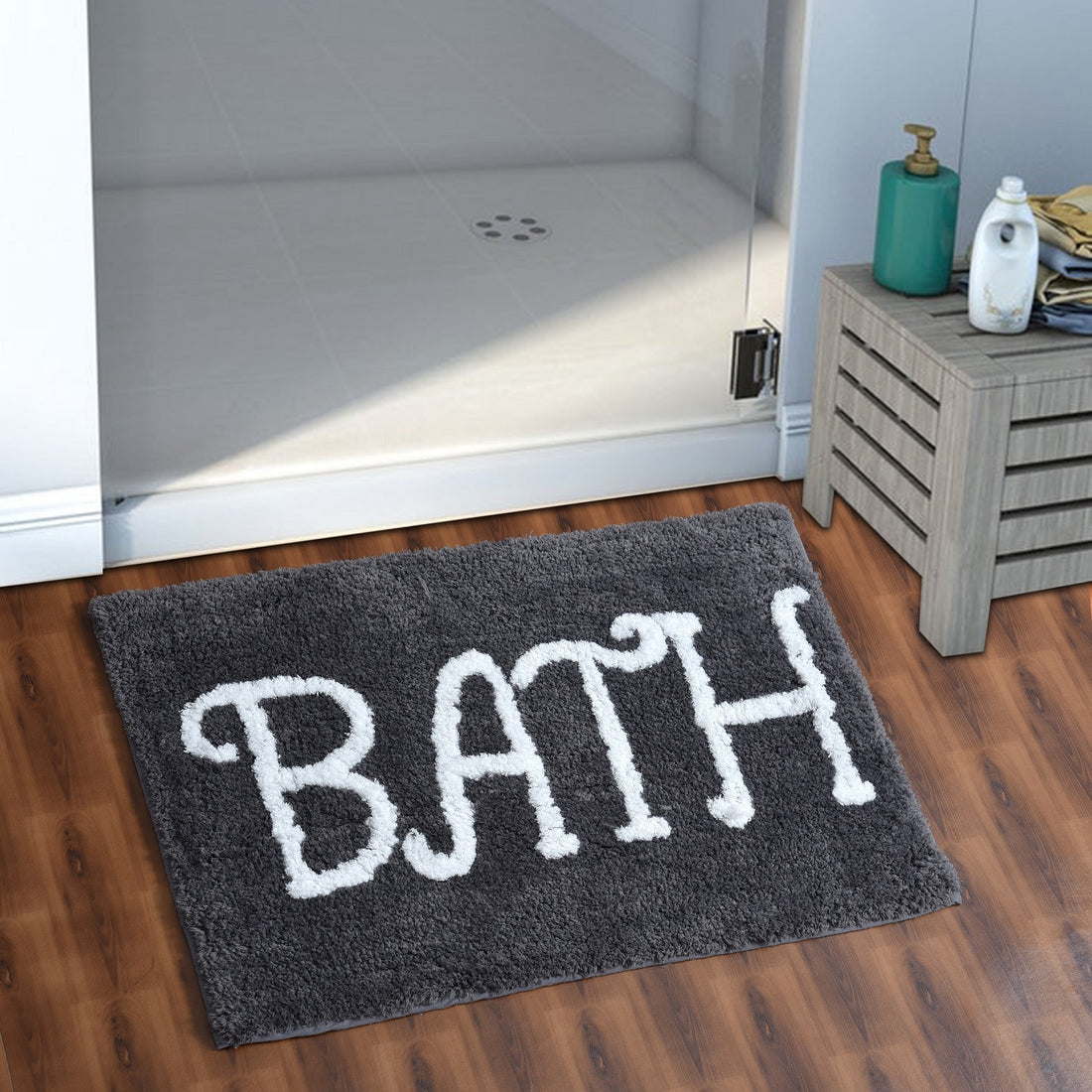 Premium Microfiber Modern Anti Slip Bathmat, Grey