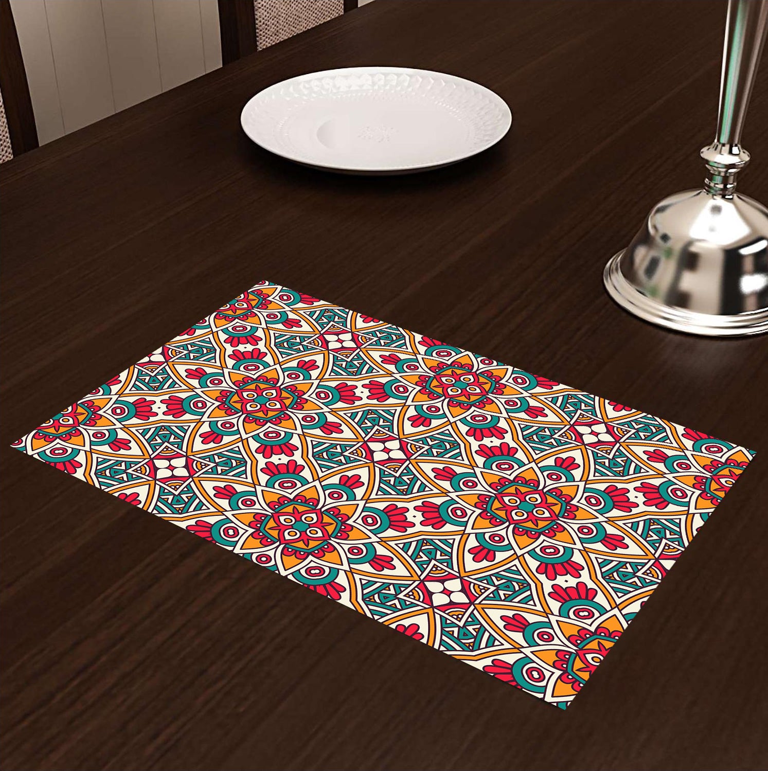 Multicolor Abstract HD Printed 4 Pcs Table Place Mat