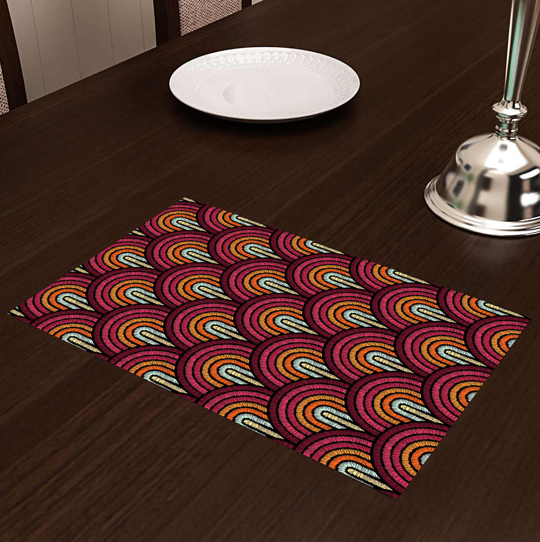Maroon Abstract HD Printed 4 Pcs Table Place Mat