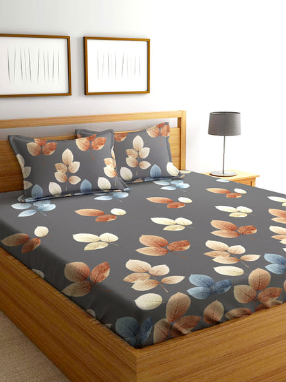 Glace Cotton Abstract Flat Single Bedsheet with 1 Pillow Cover