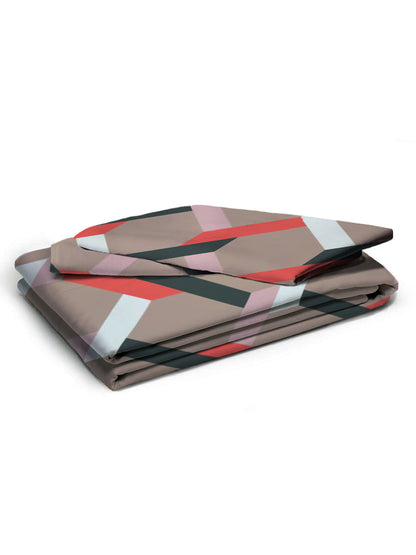 Glace Cotton Abstract Flat Double Bedsheet with 2 Pillow Covers