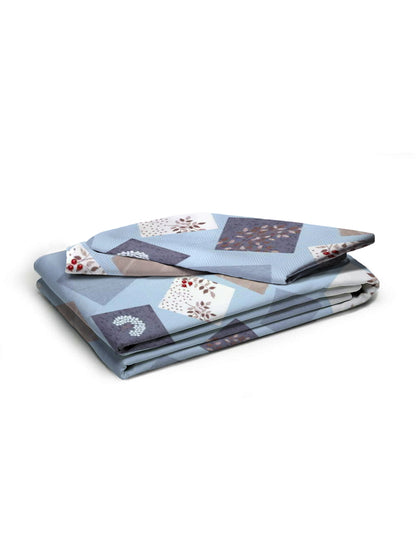 Glace Cotton Abstract Flat Double Bedsheet with 2 Pillow Covers