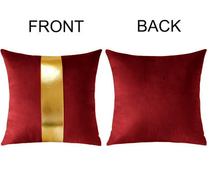 Premium Velvet Set of 2 Decorative Throw Pillow/Cushion Covers with Gold Stripe