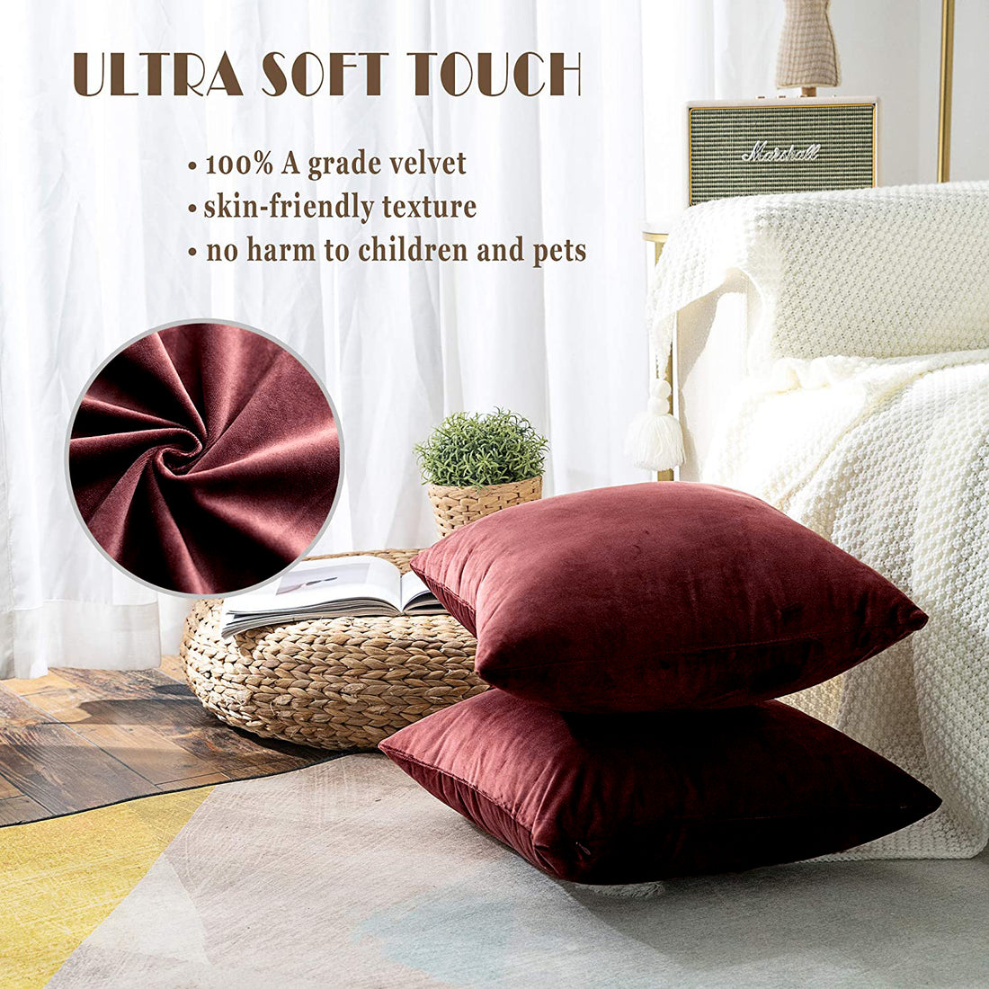 Premium Velvet Reversible Decorative Throw Pillow/Cushion Covers