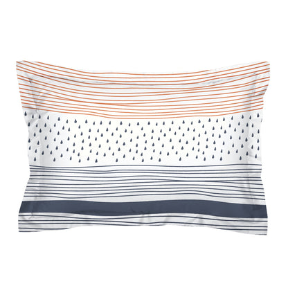 Premium Blue &amp; Yellow Stripes Glace Cotton 300 TC King Bedsheet with 2 Pillow Covers