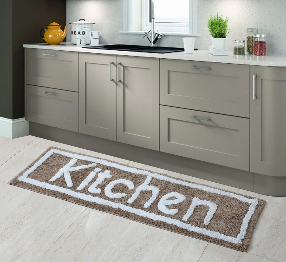 Soft Microfiber Kitchen Designer Anti Slip Runner, Coffee
