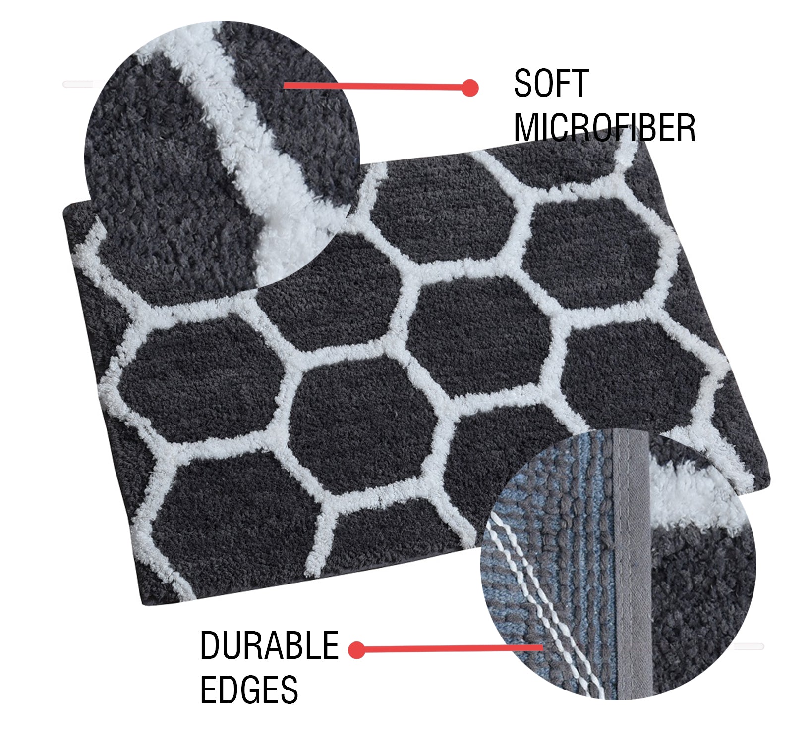 Glorious Super Soft Microfiber Anti Slip Bathmat, Grey