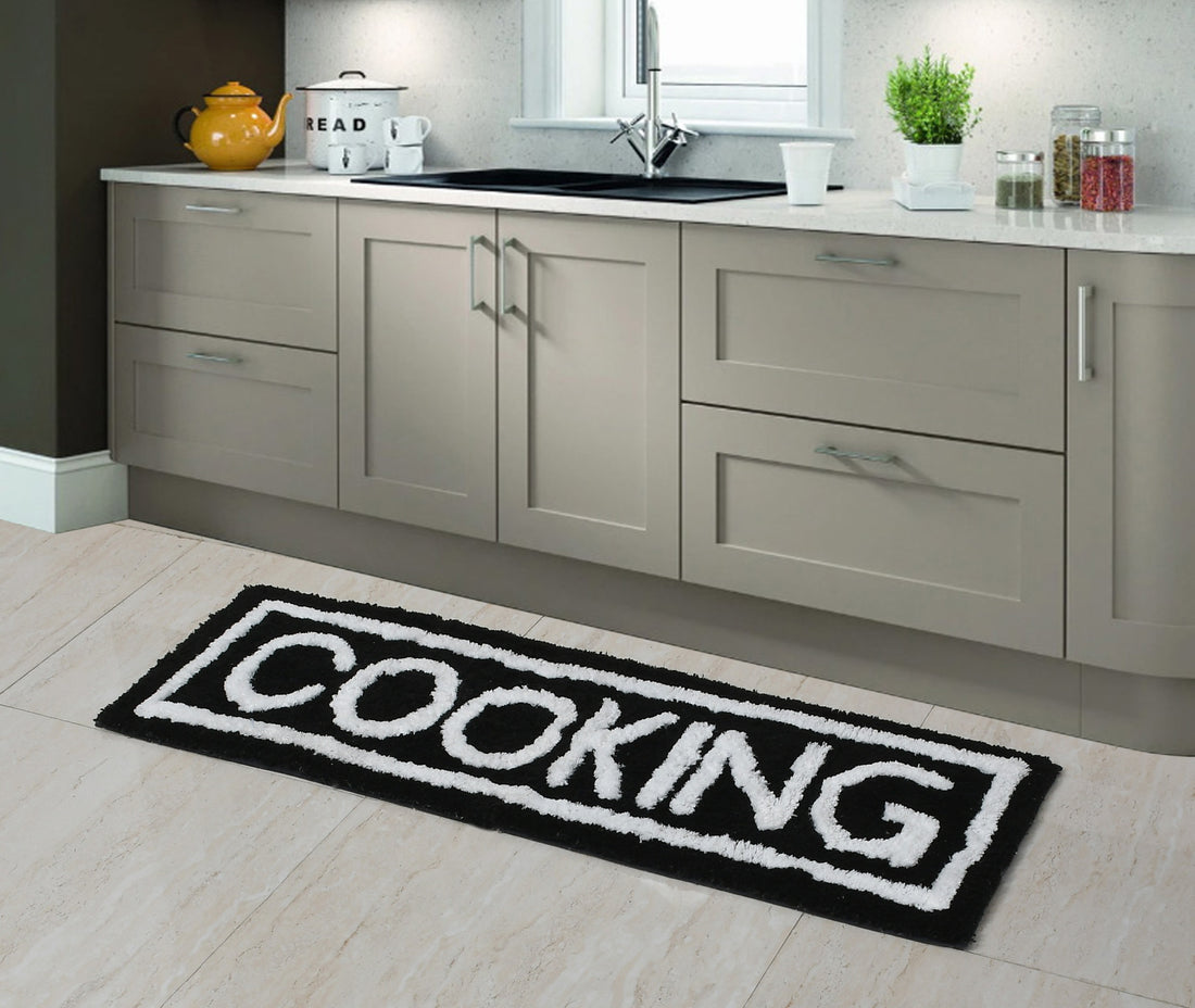 Soft Microfiber Kitchen Designer Anti Slip Runner, Black