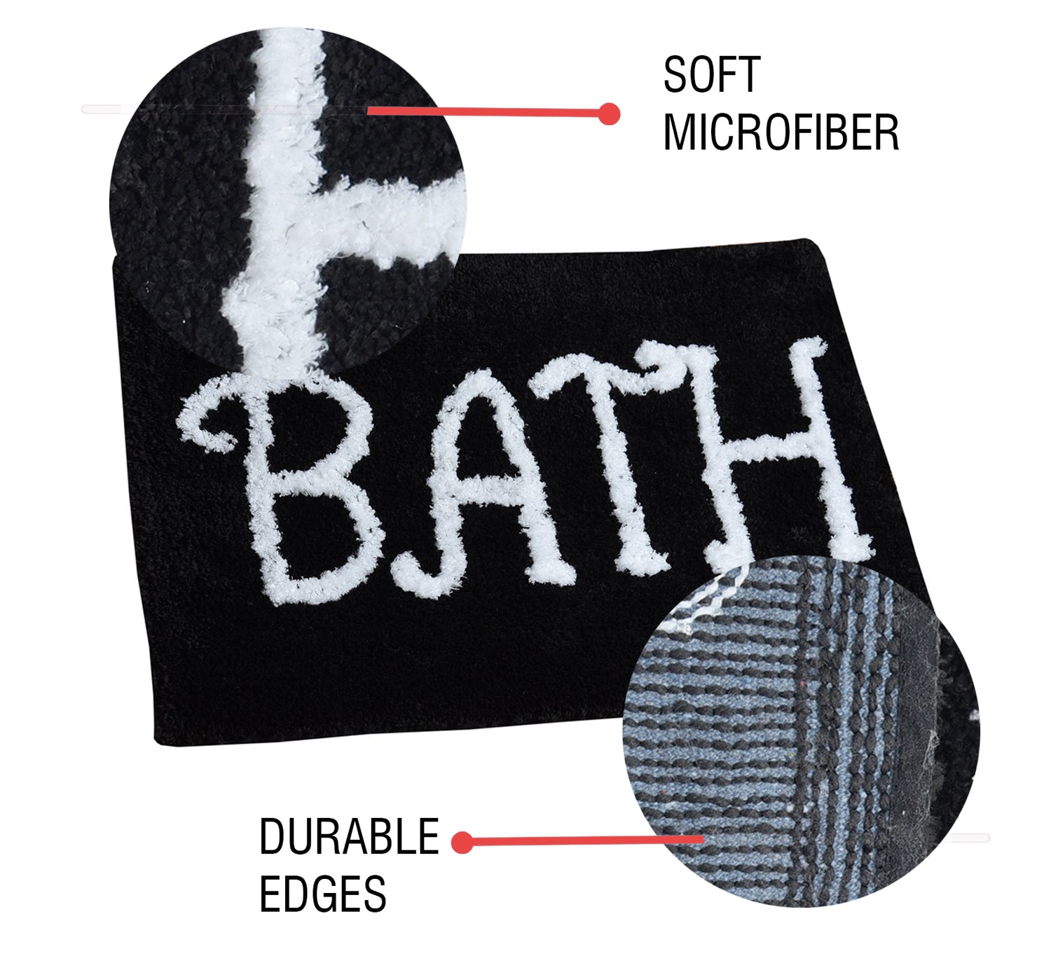 Premium Microfiber Modern Anti Slip Bathmat, Black