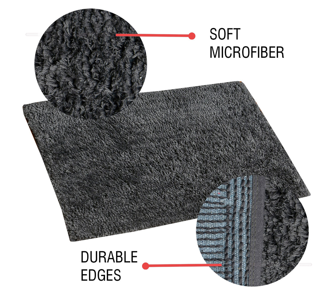 Soft Microfiber Anti Slip Bathmat, Grey