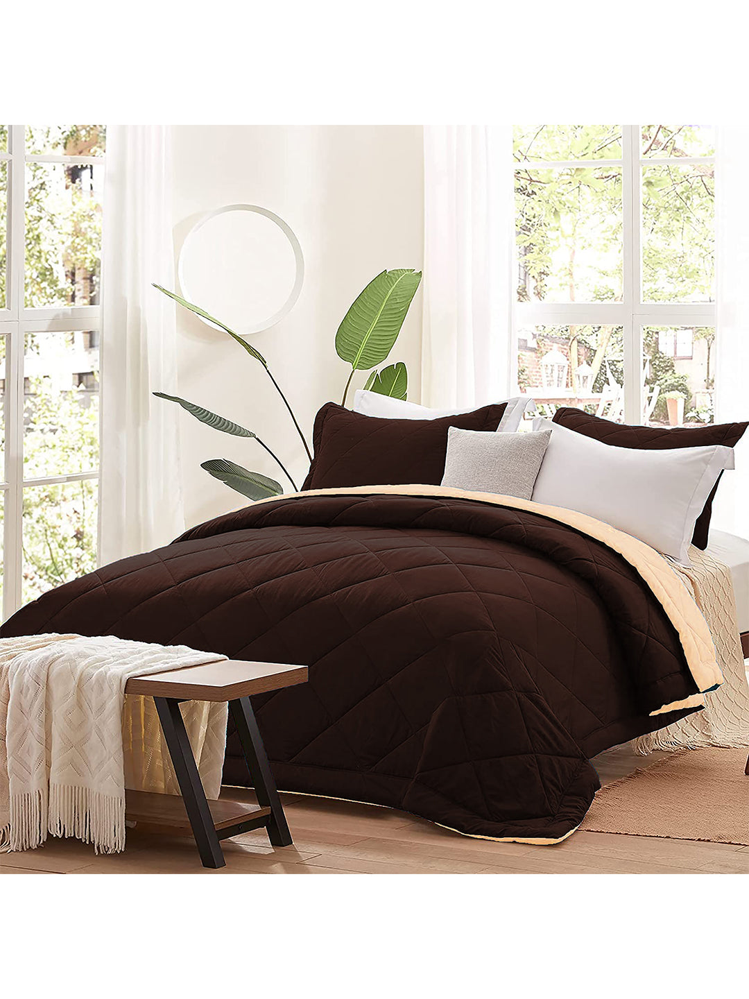 AEROHAVEN 220 GSM Microfiber All-Weather Solid Colour Bed Reversible Comforter AC Quilt Blanket