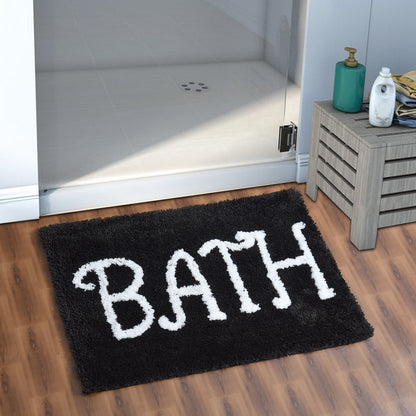 Premium Microfiber Modern Anti Slip Bathmat, Black