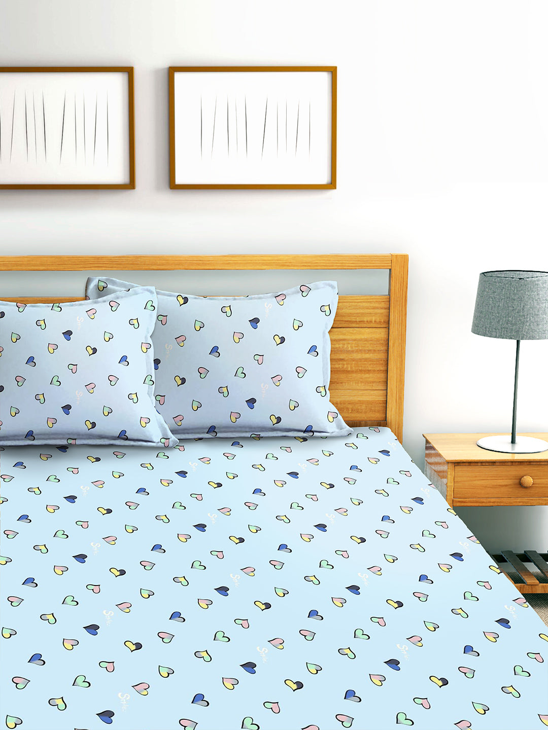 Glace Cotton Abstract Flat Double Bedsheet with 2 Pillow Covers