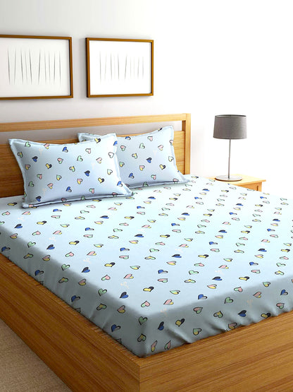 Glace Cotton Abstract Flat Double Bedsheet with 2 Pillow Covers