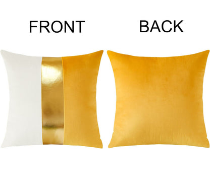 Premium Velvet Set of 2 Decorative Throw Pillow/Cushion Covers with Gold Stripe