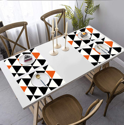 Black and Orange Geometric HD Printed 4 Pcs Table Place Mat
